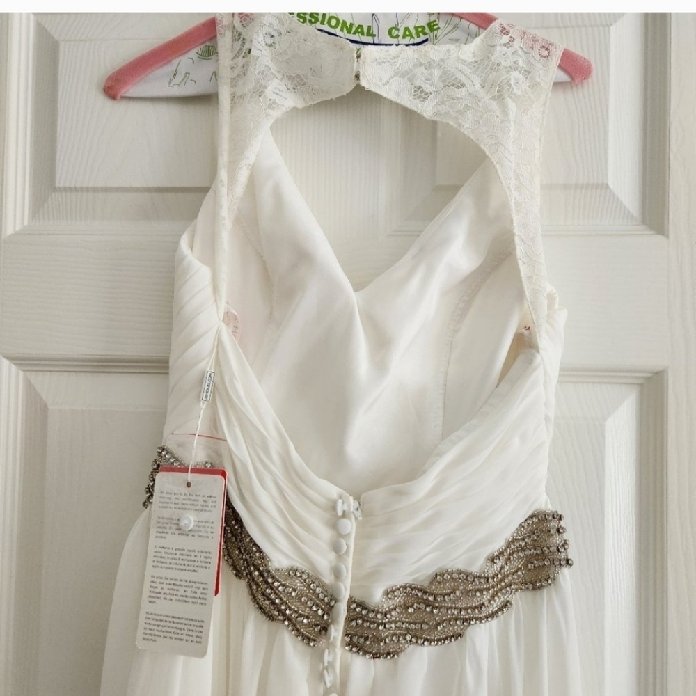 Elegant White Lace Trim Dress - Picture 11 of 12